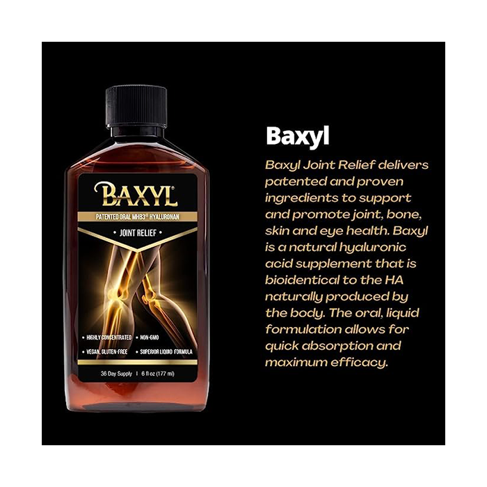 BAXYL Liquid Hyaluronic Acid Supplement - Natural Citric Acid, Potassium Sorbate Ingredients Formulated Flavorless Syrup - Provide Healthy Cartilage & Bone Formation - 3 Bottles of 6 Fl Oz