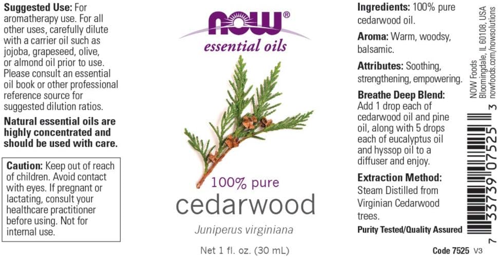 NOW Essential Oils, Cedarwood Oil, 1-Ounce
