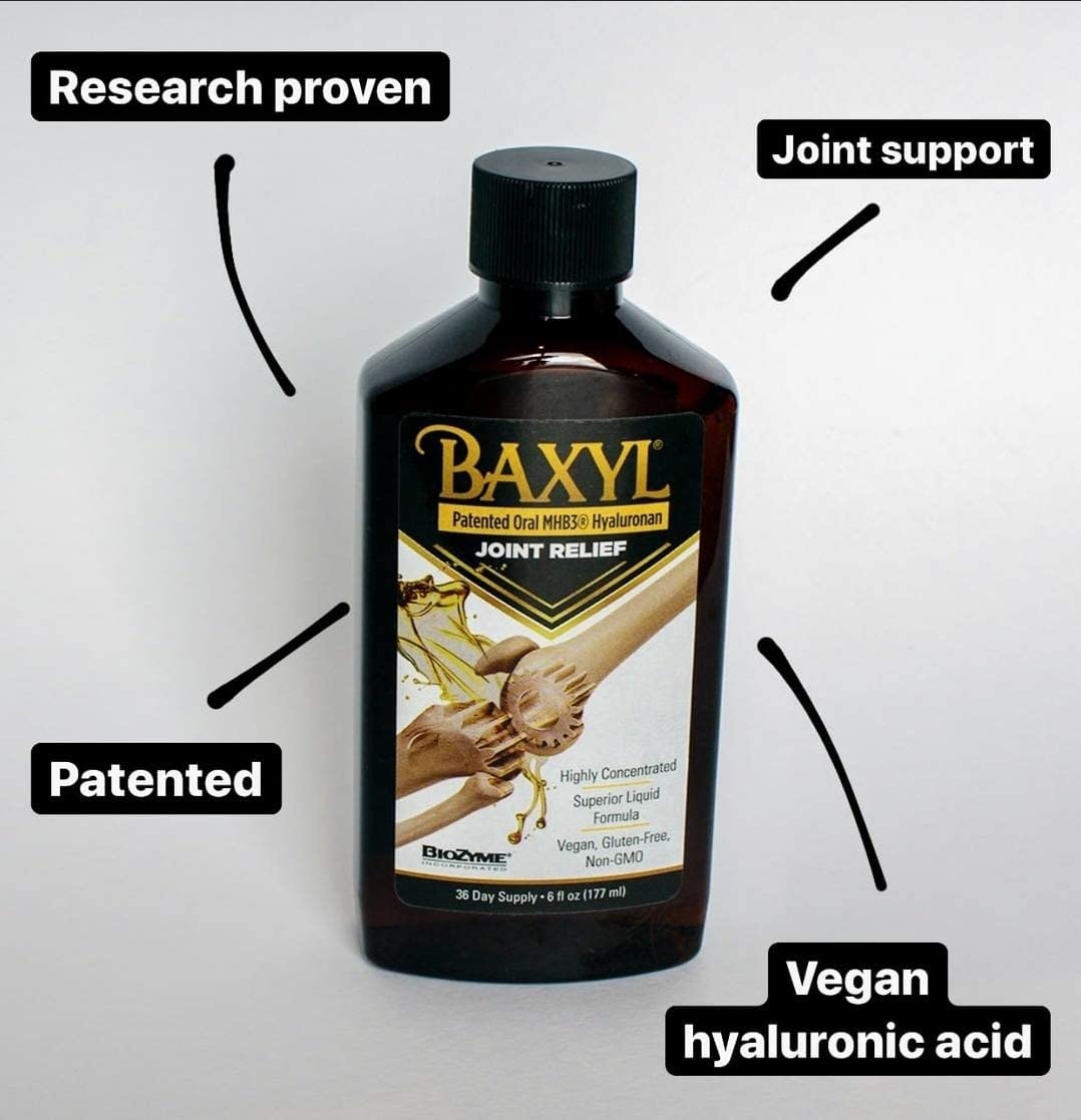 Baxyl® - Liquid Hyaluronan Acid for Joint Relief Supplement (Vegan, Gluten-Free, Non-GMO, Patented Oral MHB3). 6 Ounce, 36 Day Supply