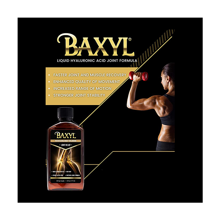 BAXYL® - Liquid Hyaluronic Acid for Joint Relief Supplement (Vegan, Gluten-Free, Non-GMO, Patented Oral MHB3) | 6 Oz, 36 Day Supply