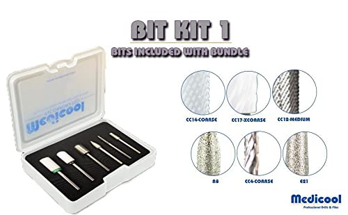 Medicool Pro Power 30K Electric Drill with 30,000 RPM Electric Nail Filing for Manicure and Pedicure with Bit Kit 1 Bundle | PROPOW-30P+FBK1