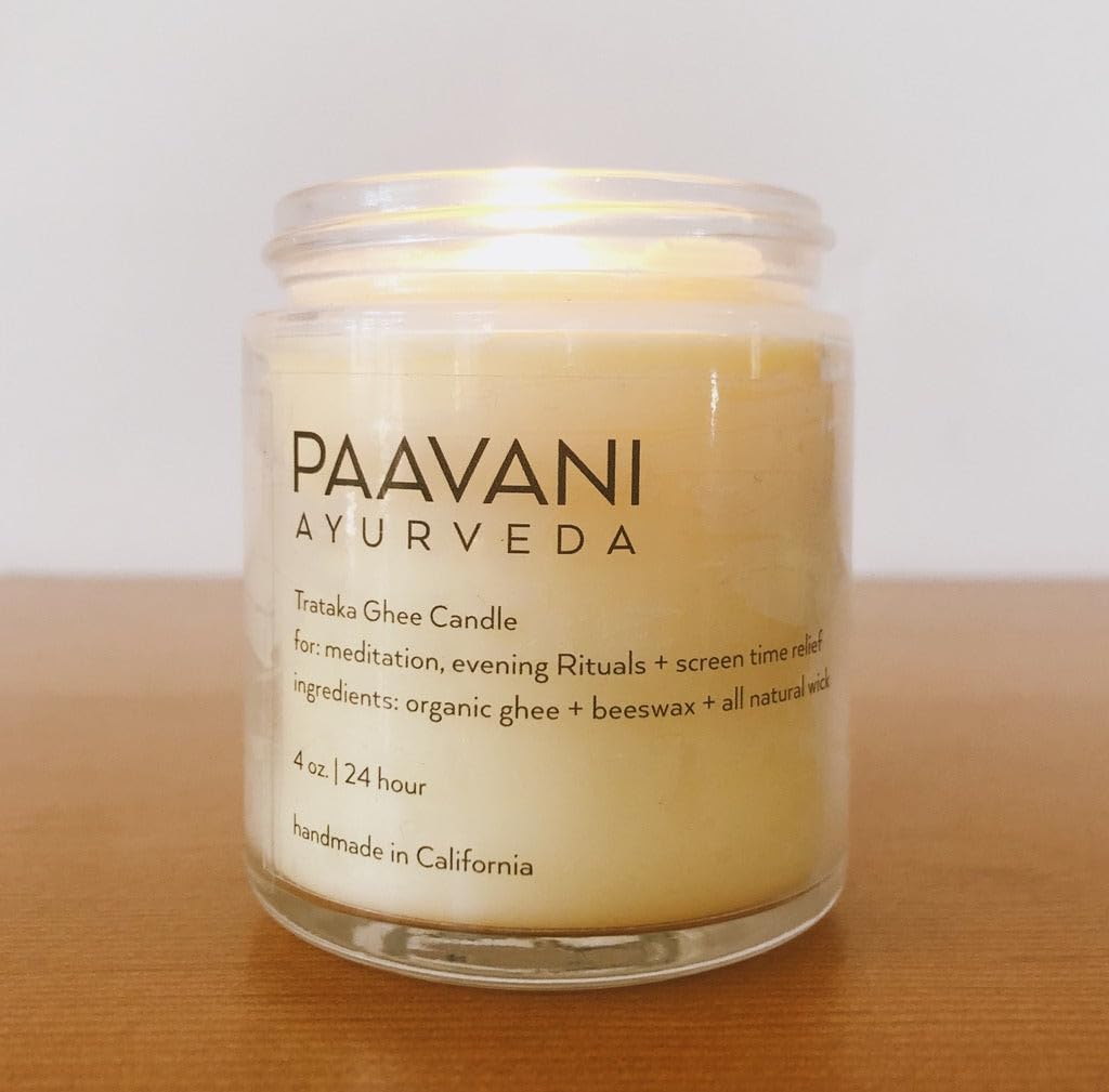 TRATAKA GHEE Candle - Unscented - Organic Ingredients - Handmade Candle - Chakras - Ayurveda - Meditation - 4 oz jar