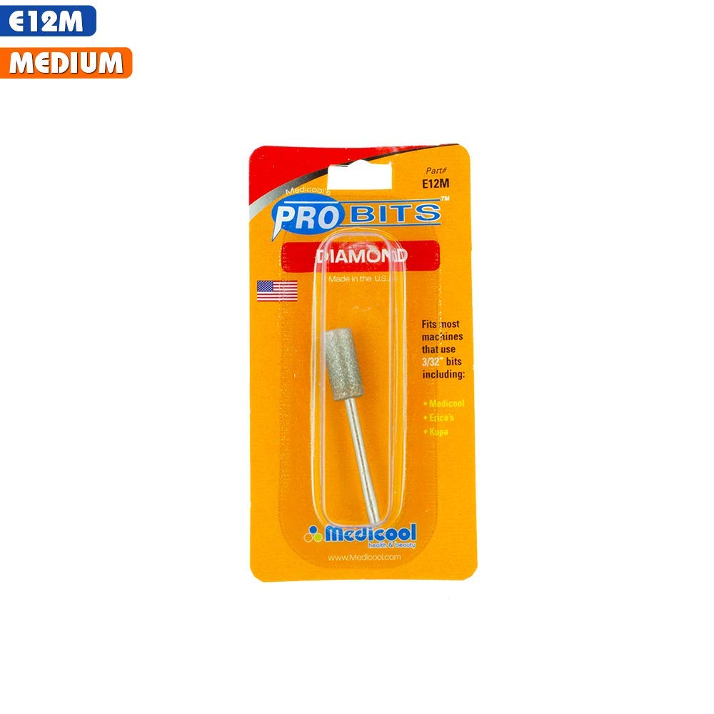 Medicool Diamond Barrel Filing and Shaping Manicure and Pedicure Nail Tool Bit | E12M
