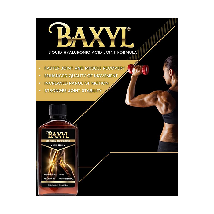 BAXYL Liquid Hyaluronic Acid Supplement - Natural Citric Acid, Potassium Sorbate Ingredients Formulated Flavorless Syrup - Provide Healthy Cartilage & Bone Formation - 3 Bottles of 6 Fl Oz