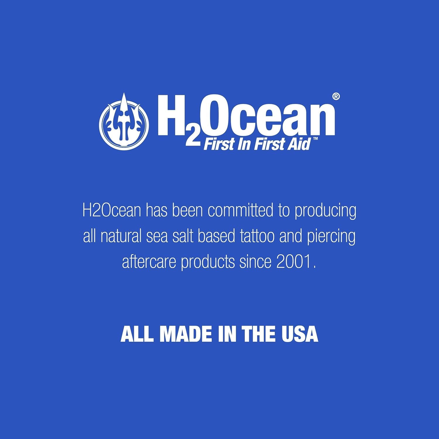 H2Ocean Piercing Aftercare Spray, Saline Spray for Piercings Cleaning Solution, with Sea Salt Nipple, Ear, Nose, Lip, Belly Piercings Cleaning Spray with Sea Salt & Bump Treatment, Set of 2
