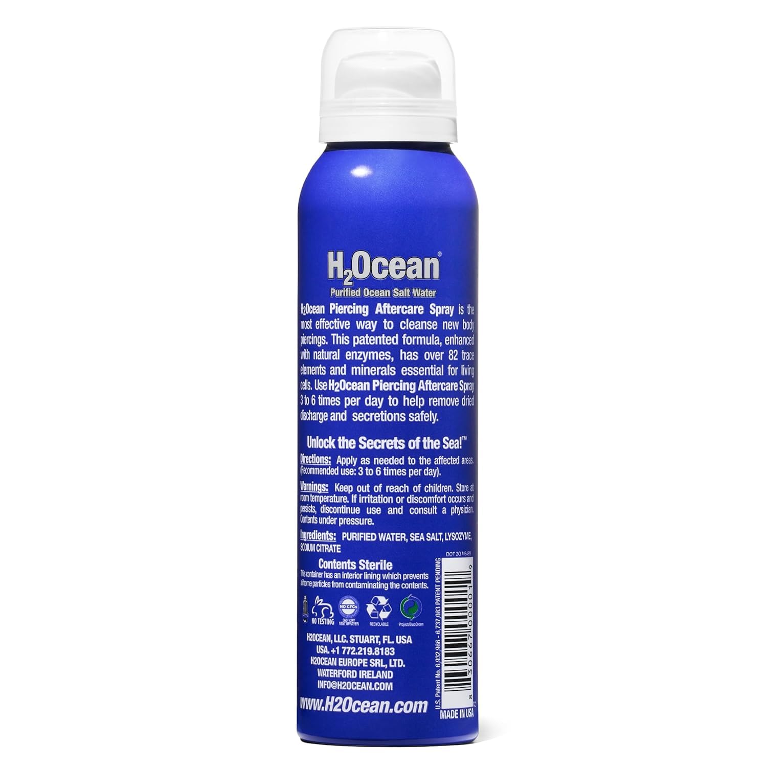 H2Ocean Piercing Aftercare Spray, Saline Spray for Piercings Cleaning Solution, with Sea Salt Nipple, Ear, Nose, Lip, Belly Piercings Cleaning Spray with Sea Salt & Bump Treatment, Set of 2