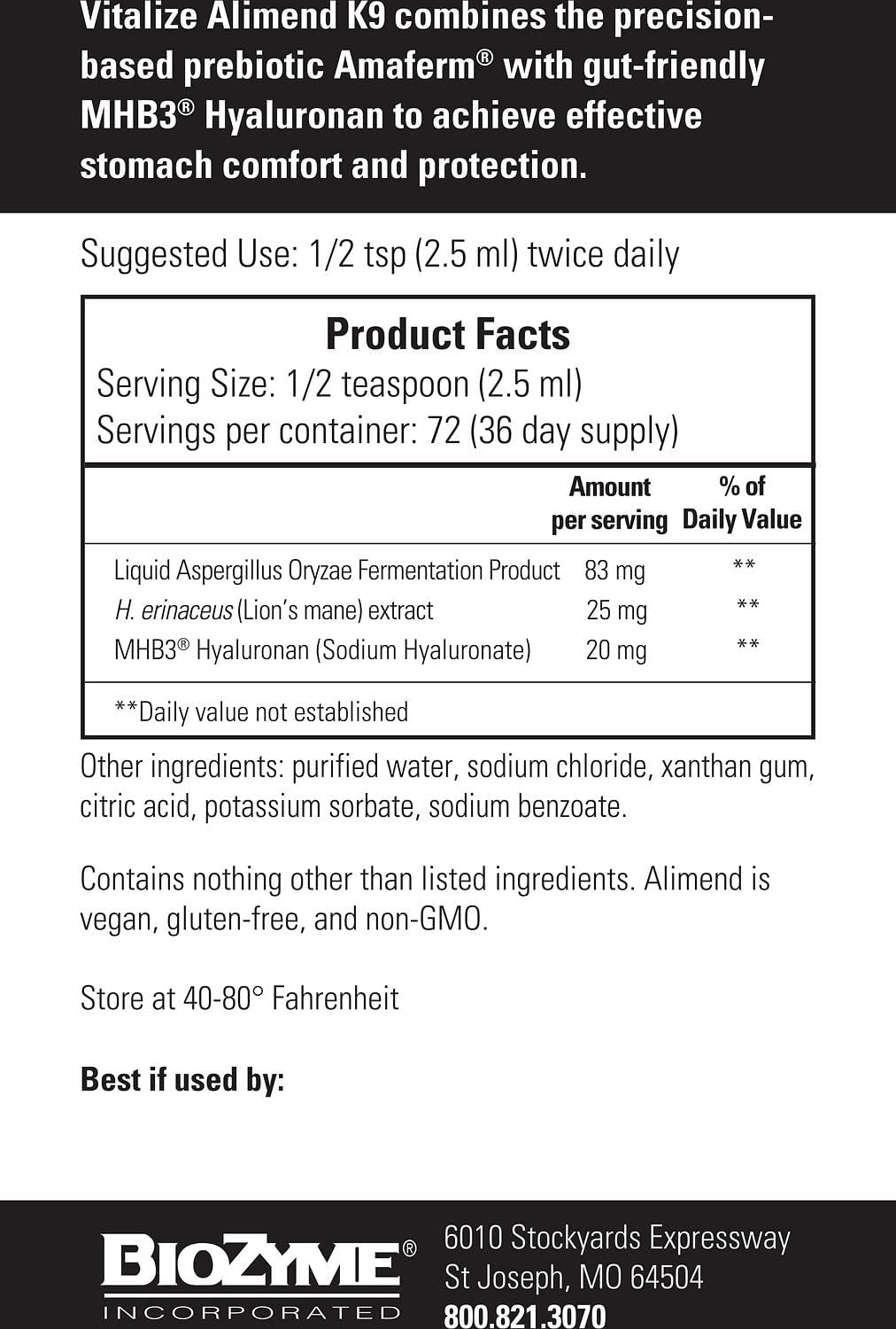 Vitalize Alimend K9 - Dog Upset Stomach Relief for Nausea, Vomiting & Diarrhea - 6 Oz