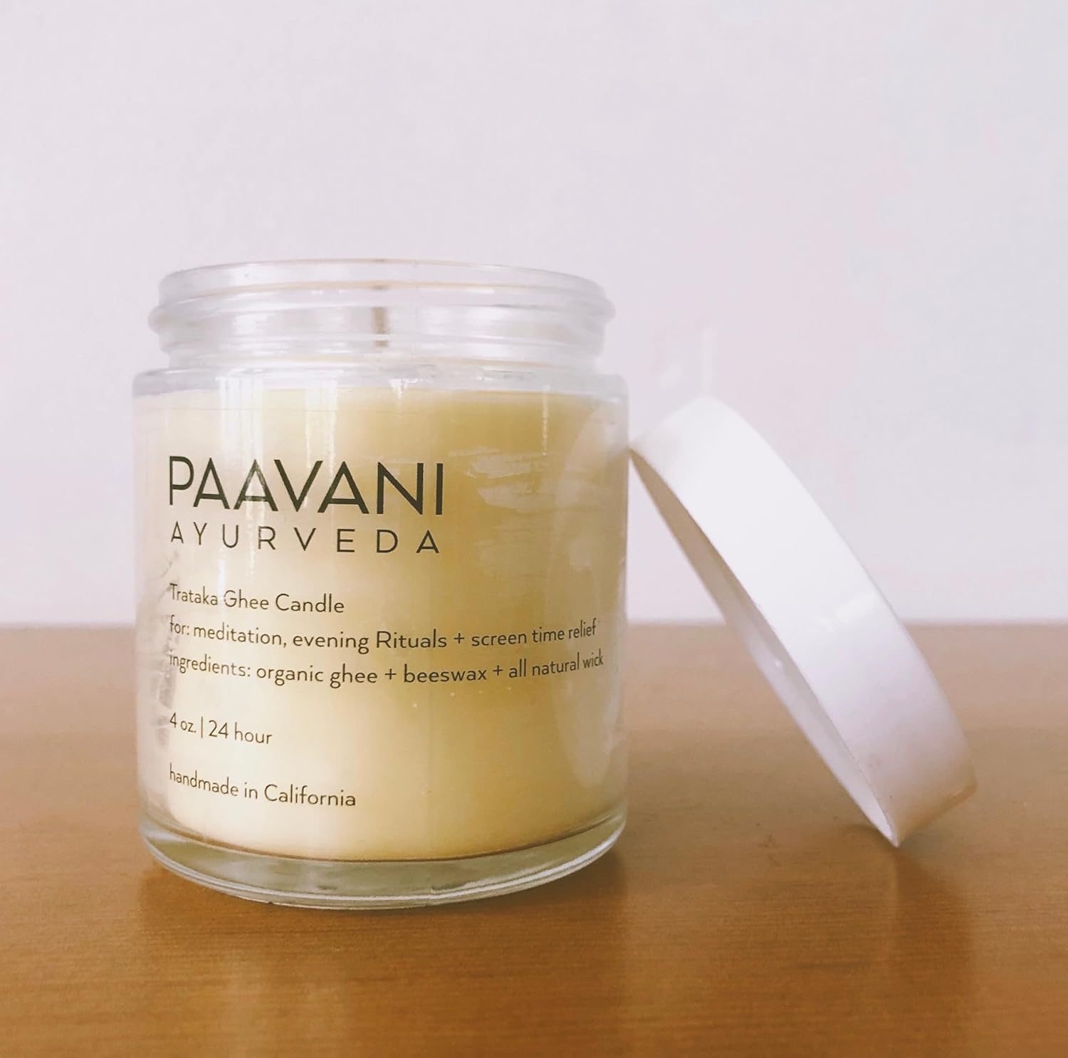 TRATAKA GHEE Candle - Unscented - Organic Ingredients - Handmade Candle - Chakras - Ayurveda - Meditation - 4 oz jar