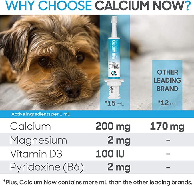 Calcium Now - Oral Calcium for Whelping Dogs - Dog & Cat Calcium Supplement Paste - Lots of Love (Vanilla, 30 ml Paste)