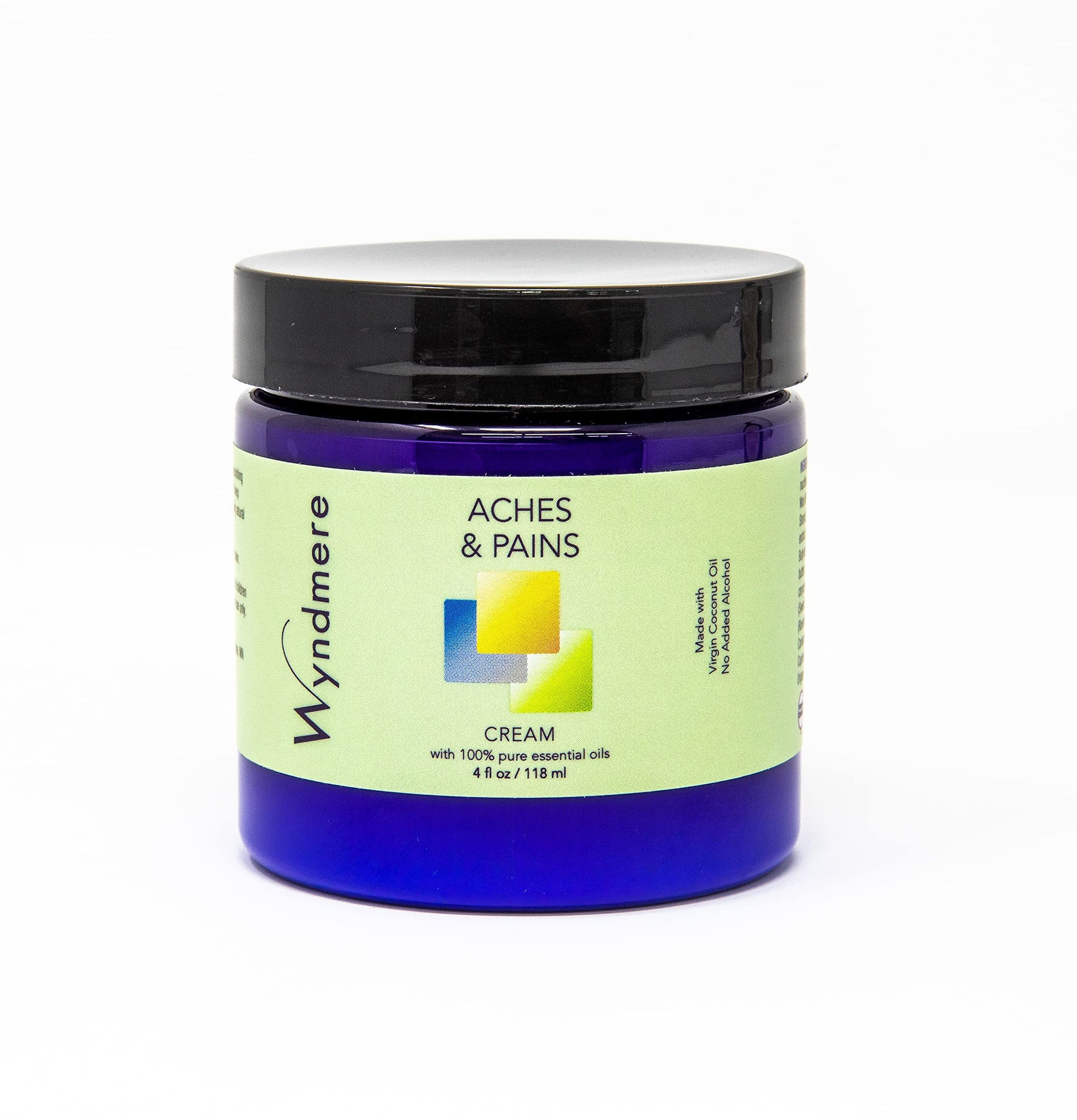 Wyndmere Aches & Pains Cream - Handcrafted with 100% Pure Essential Oils and All-Natural Ingredients - Paraben Free Alcohol Free - 4oz