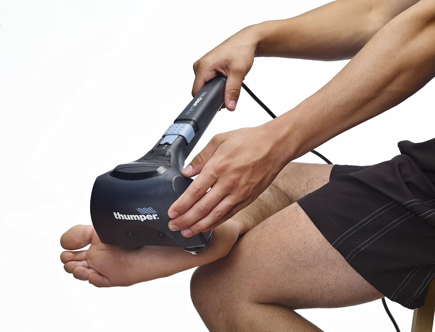 Thumper Mini Pro Percussive Massager - Deep Tissue Massage for Muscles, Back, Shoulders, Legs, arms. Powerful Percussion Electric Handheld Massage Therapy Gun with Long Handle and 3 speeds