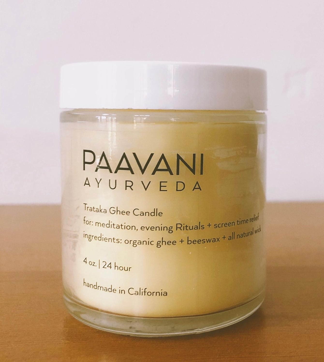 TRATAKA GHEE Candle - Unscented - Organic Ingredients - Handmade Candle - Chakras - Ayurveda - Meditation - 4 oz jar