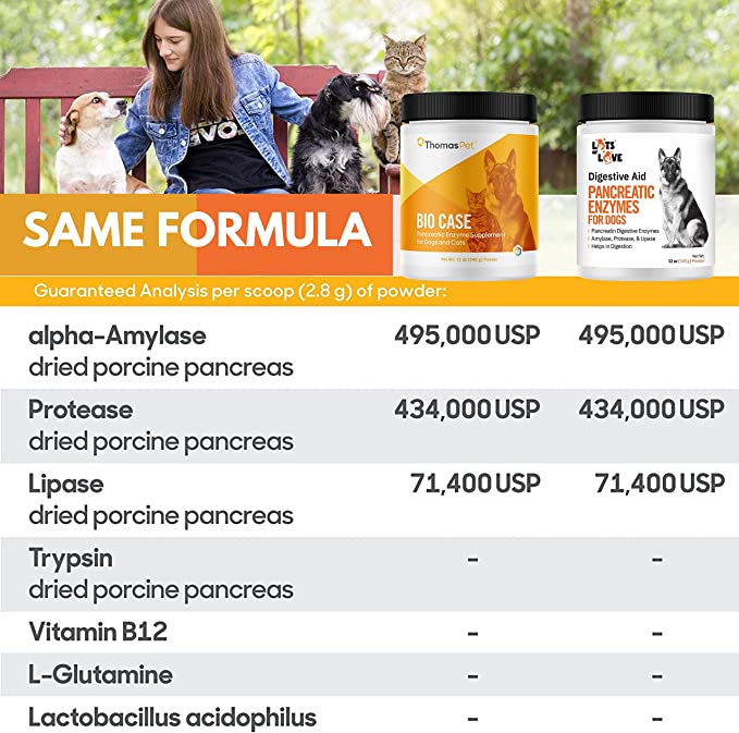 Pancreatic Enzymes for Dogs (Thomas Pet Bio Case Same Formula) - Lots of Love Pet Products - 12 Oz Powder