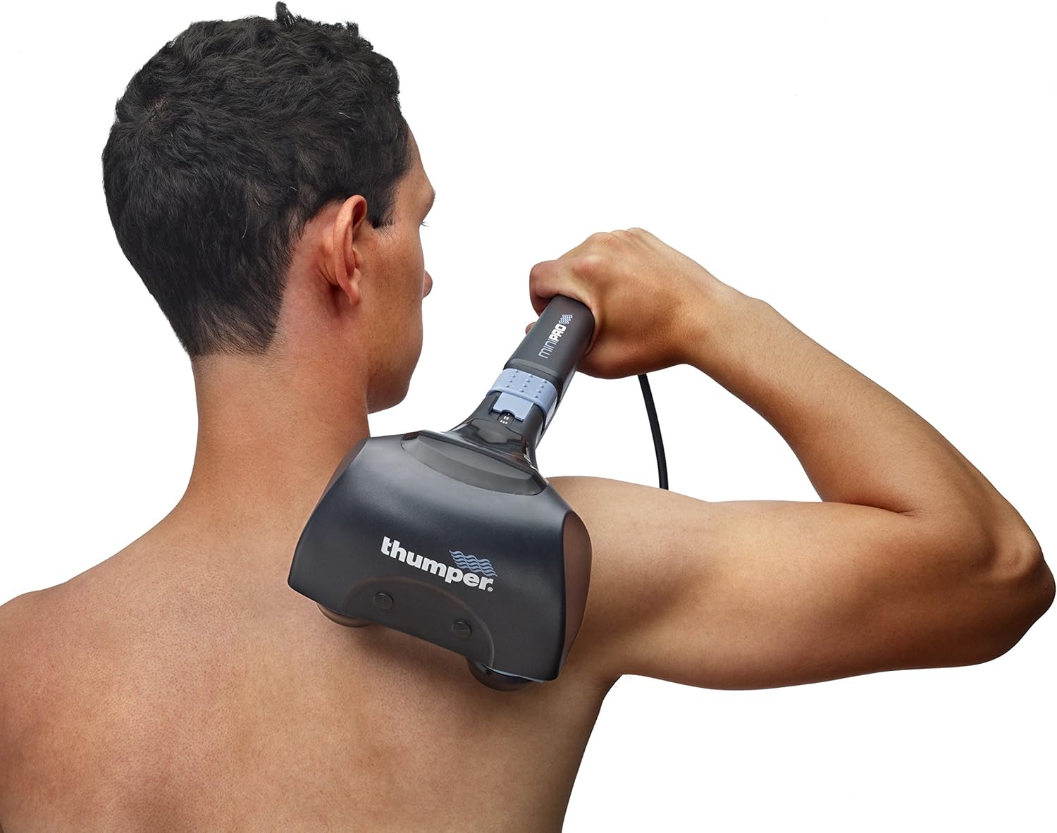 Thumper Mini Pro Percussive Massager - Deep Tissue Massage for Muscles, Back, Shoulders, Legs, arms. Powerful Percussion Electric Handheld Massage Therapy Gun with Long Handle and 3 speeds