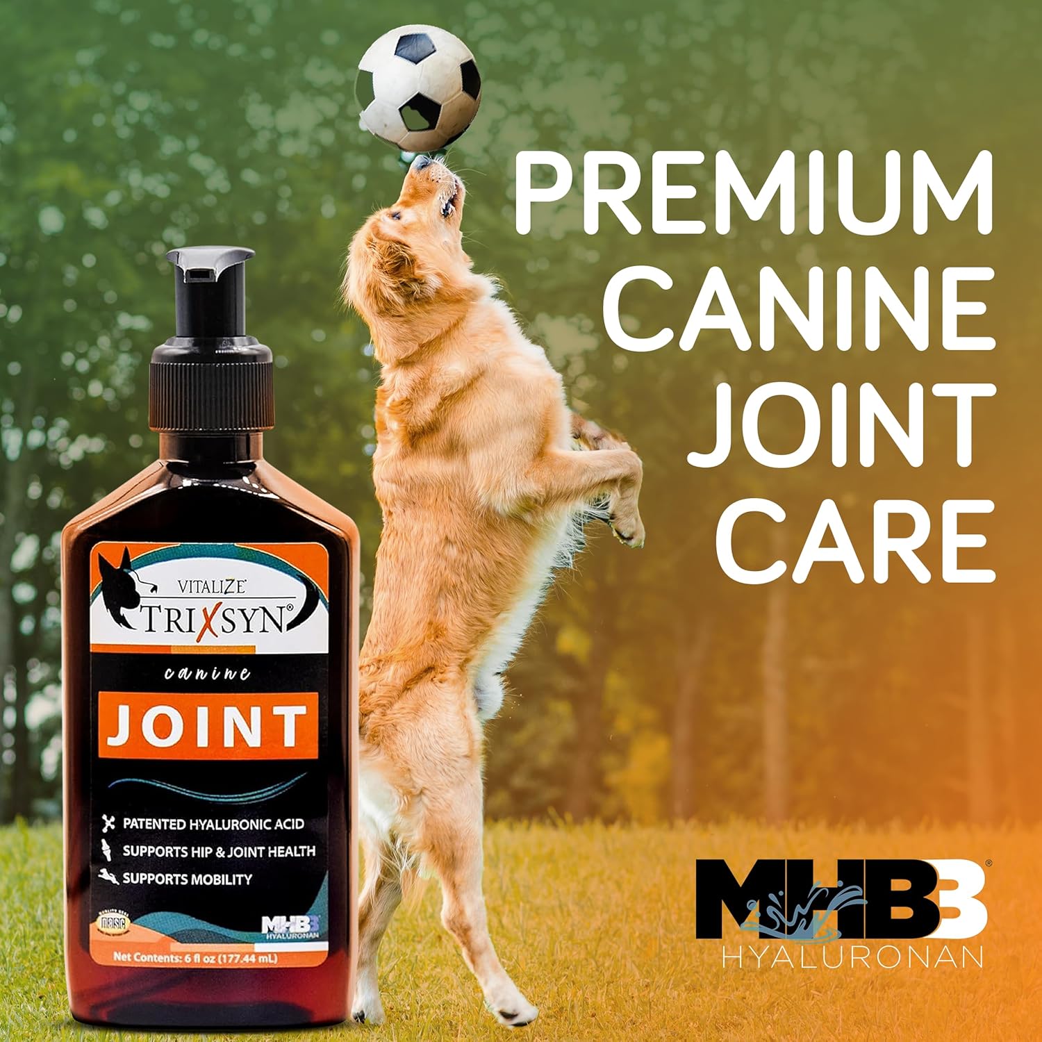 Canine - Dog Hip and Joint Supplement - Liquid Hyaluronic Acid HA for Dog - Patented Liquid Formula for Senior Dogs - MHB3 Hylauronan - 6 fl oz
