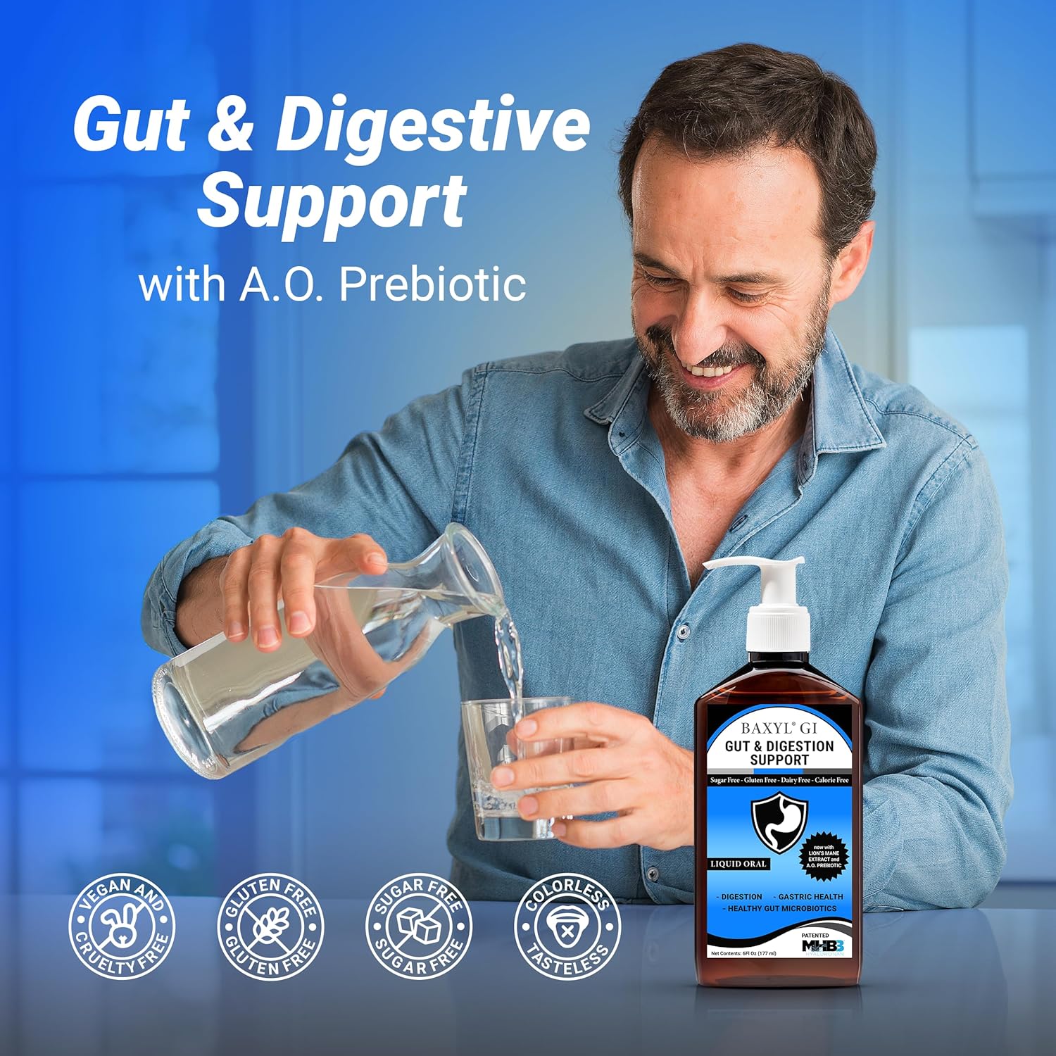 BAXYL + GI Bundle - Liquid Hyaluronic Acid for Joint Relief & MHB3Hyaluronan and Amaferm for Digestion, Digestive Aid & Stomach Relief