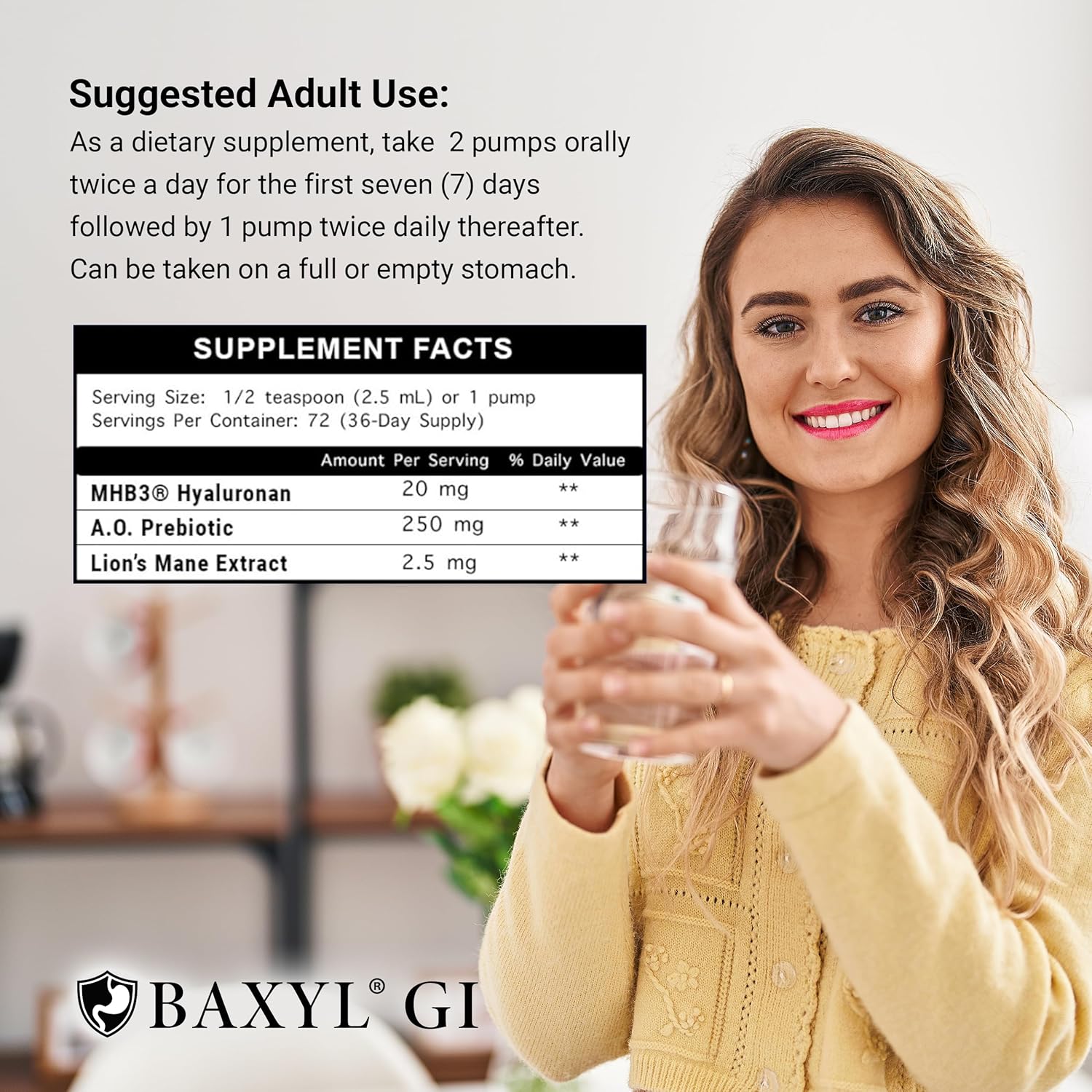 BAXYL + GI Bundle - Liquid Hyaluronic Acid for Joint Relief & MHB3Hyaluronan and Amaferm for Digestion, Digestive Aid & Stomach Relief
