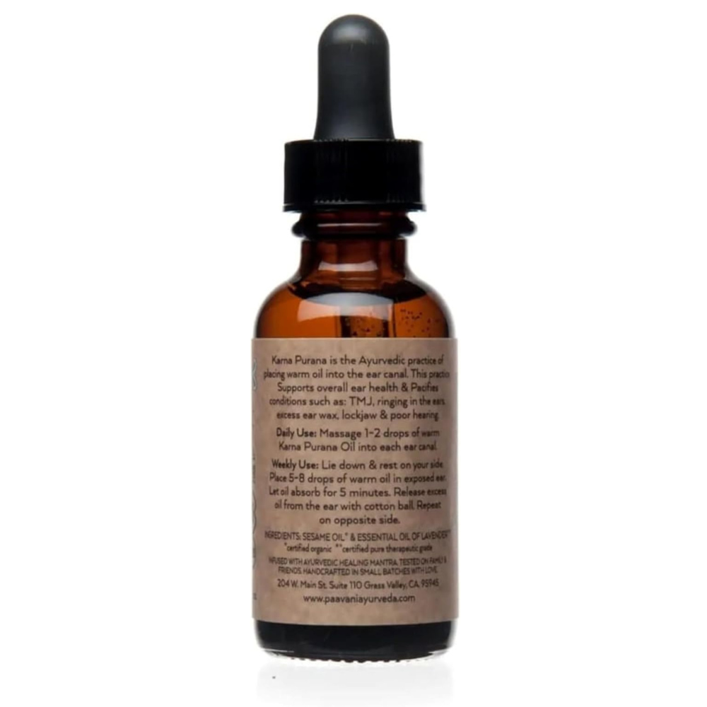 PAAVANI Ayurveda Ear Oil - Made in USA - Ayurvedic Herbal Ear Drops - Itchy Ears & Earache Relief - 100% Organic, 1 oz