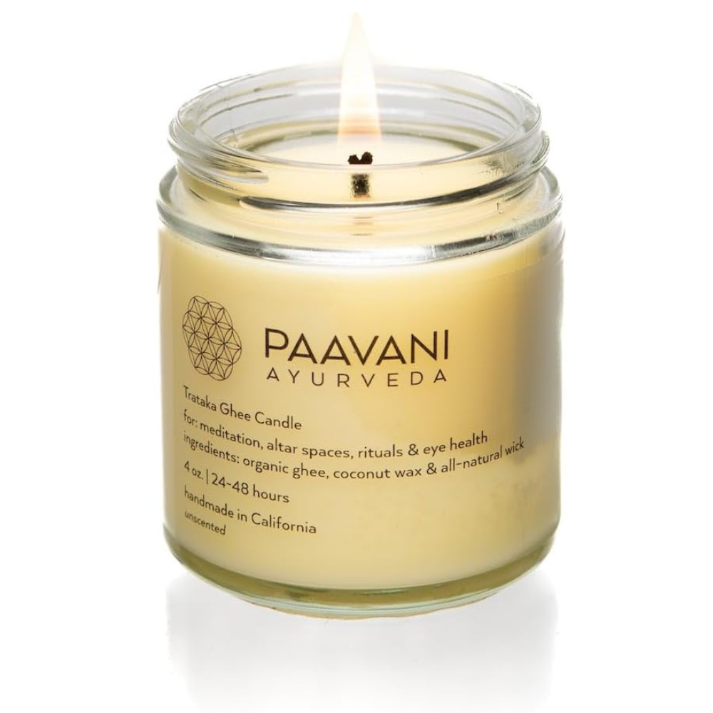 TRATAKA GHEE Candle - Unscented - Organic Ingredients - Handmade Candle - Chakras - Ayurveda - Meditation - 4 oz jar