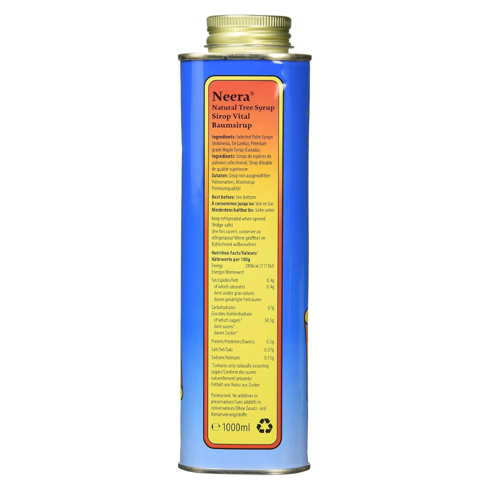 Neera Natural Madal Bal Syrup/Sirope De Savia - Blue - 1000 ml - Master Cleanse Diet with Maple Syrup - Natural 7 Day Detox Cleanse